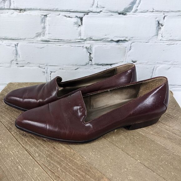 Vintage Aldo Brown leather flats loafers pointed toe slip on shoes for women 6.5 - Picture 2 of 9